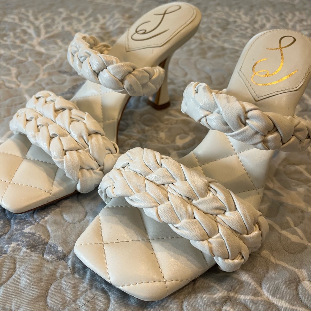 SAM EDELMAN Meghan Sandal Heel White 7 EUC